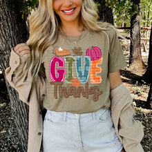 Load image into Gallery viewer, Give Thanks Fall Colors Pie Leaves Pumpkin TRANSFER SCG SEP 26
