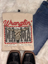 Load image into Gallery viewer, Wranglin' Mama Leopard Steer Skull &amp; Barbed Wire  TRANSFER SCG OCT 26
