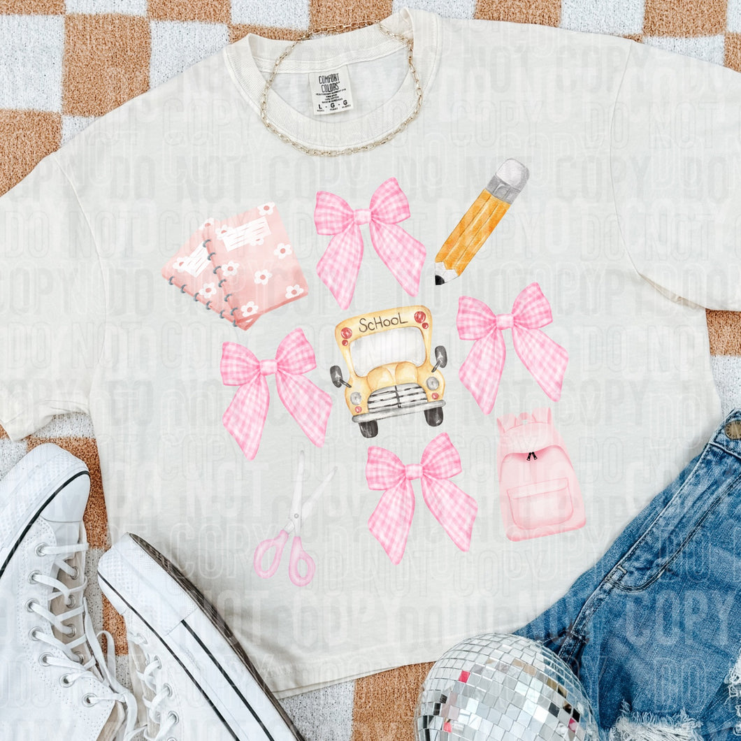 Pink Bow School Collage TRANSFER SBB