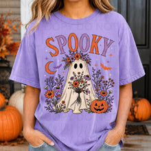 Load image into Gallery viewer, Spooky Ghost With Purple &amp; Orange Flowers Bats TRANSFER UAC AUG 26
