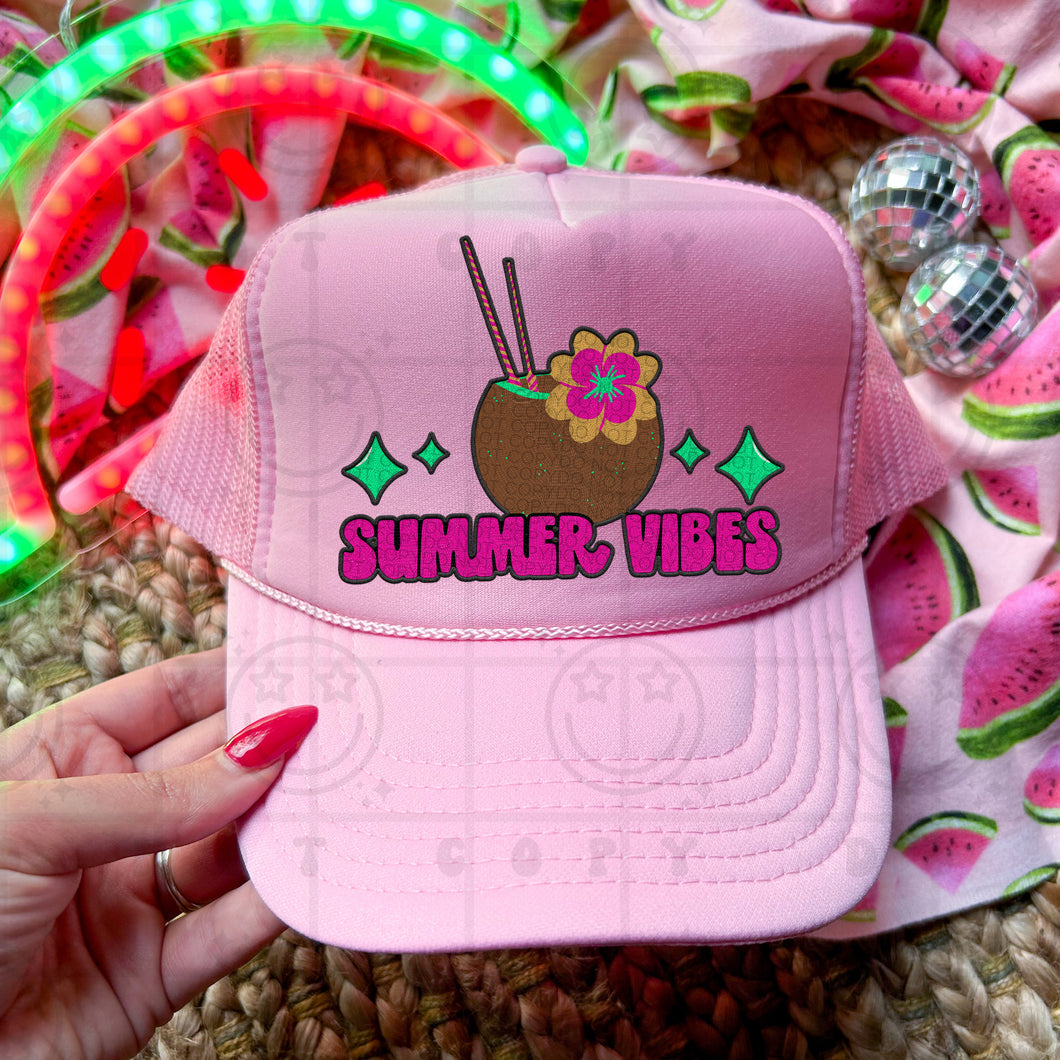 Summer Vibes Hat Patch 3-4” DTF TRANSFER HMWK APR 25