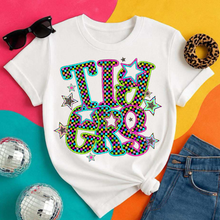 Load image into Gallery viewer, Neon Bright Checker Star Mascots Dropdown TRANSFER CSD MAY 25
