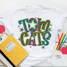 Load image into Gallery viewer, Neon Bright Checker Star Mascots Dropdown TRANSFER CSD MAY 25
