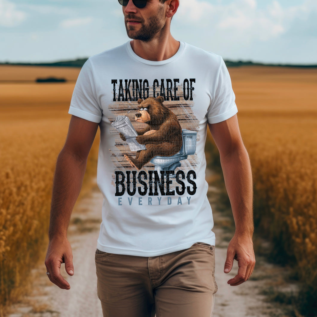 Taking Care Of Business Everyday Bear Color Blk Words TRANSFER SDD