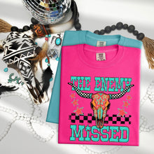 Load image into Gallery viewer, The Enemy Missed Longhorn Turquoise And Distressed Checkers TRANSFER SDD APR 26

