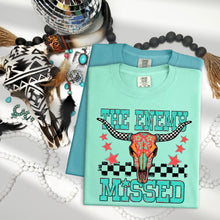 Load image into Gallery viewer, The Enemy Missed Longhorn Turquoise And Distressed Checkers TRANSFER SDD APR 26
