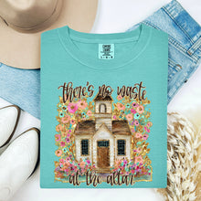 Load image into Gallery viewer, There's No Waste At The Alter Watercolor Gold Speckled Chapel And Florals TRANSFER SDD MAR 26

