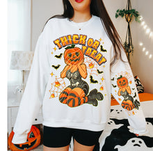 Load image into Gallery viewer, Trick Or Treat Pumpkin Head Girl With SLEEVE OPTION DROPDOWN TRANSFER GRAV SEPT 25
