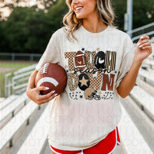 Load image into Gallery viewer, Touch Down Season Checkered Leopard Striped Alpha With Football Play Doodles TRANSFER UAC JULY 26
