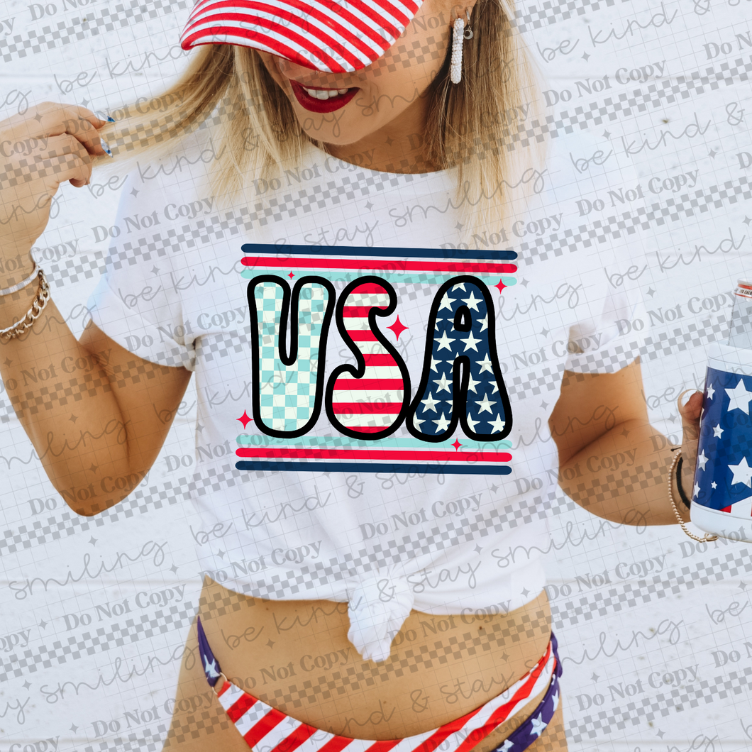 USA Stars With Top And Bottom Stripes TRANSFER CML APR