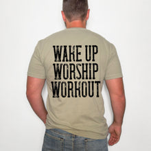 Load image into Gallery viewer, Wake Up Worship Workout Distressed WITH Cross Pocket TRANSFER SDD MAR 26
