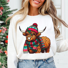 Load image into Gallery viewer, Winter Highland Cow Beanie &amp; Scarf TRANSFER SDD
