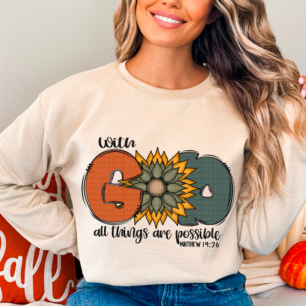 With God All Things Are Possible Sunflower TRANSFER SDD Sassy
