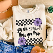 Load image into Gallery viewer, You Are Stronger Than You Think Checkered Purple Floral TRANSFER SDD
