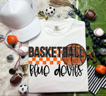Load image into Gallery viewer, Basketball Mascots Faux Embroidery Sequin Checkered DROPDOWN TRANSFER CAP
