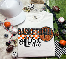 Load image into Gallery viewer, Basketball Mascots Faux Embroidery Sequin Checkered DROPDOWN TRANSFER CAP
