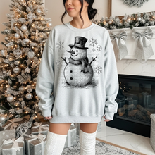 Load image into Gallery viewer, Hand Drawn Snowman Sketch With Snowflakes Color DROPDOWN TRANSFER PARJO DEC 25
