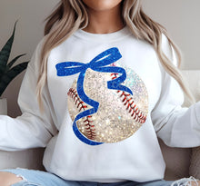 Load image into Gallery viewer, Glitter Baseball Bow Dropdown TRANSFER PARJO FEB 25
