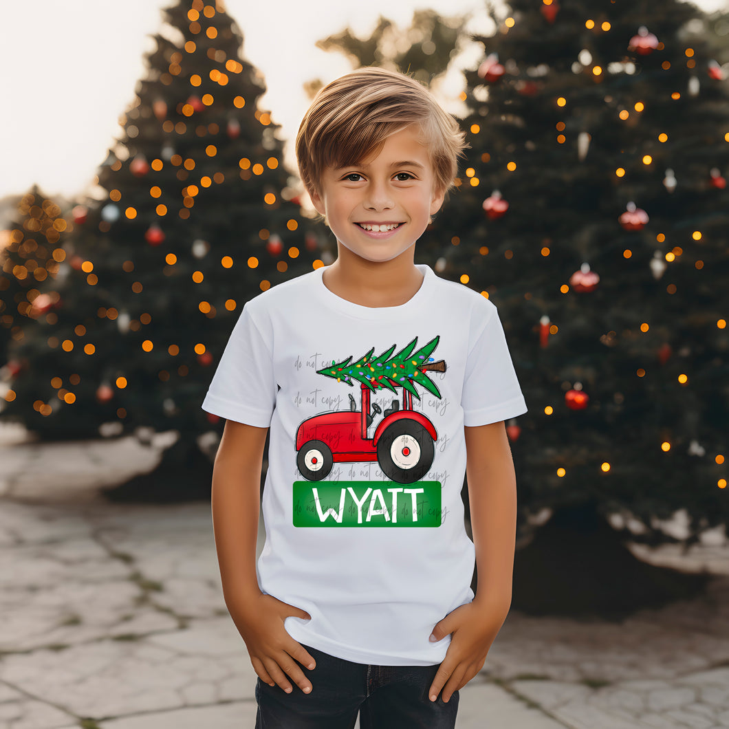 Boy Christmas Tractor- Add A Name DTF TRANSFER