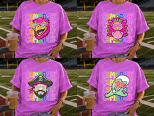Load image into Gallery viewer, Rainbow Gameday Pink Green Doodle Star Eye Mascots DROPDOWN TRANSFER CARTER JUNE 26
