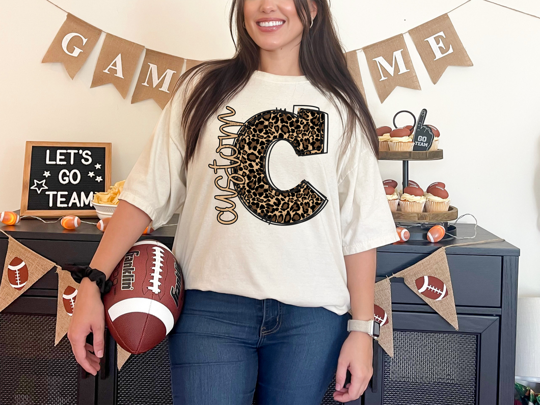 Leopard Doodle Letter Customized DROPDOWN DTF TRANSFER BIA