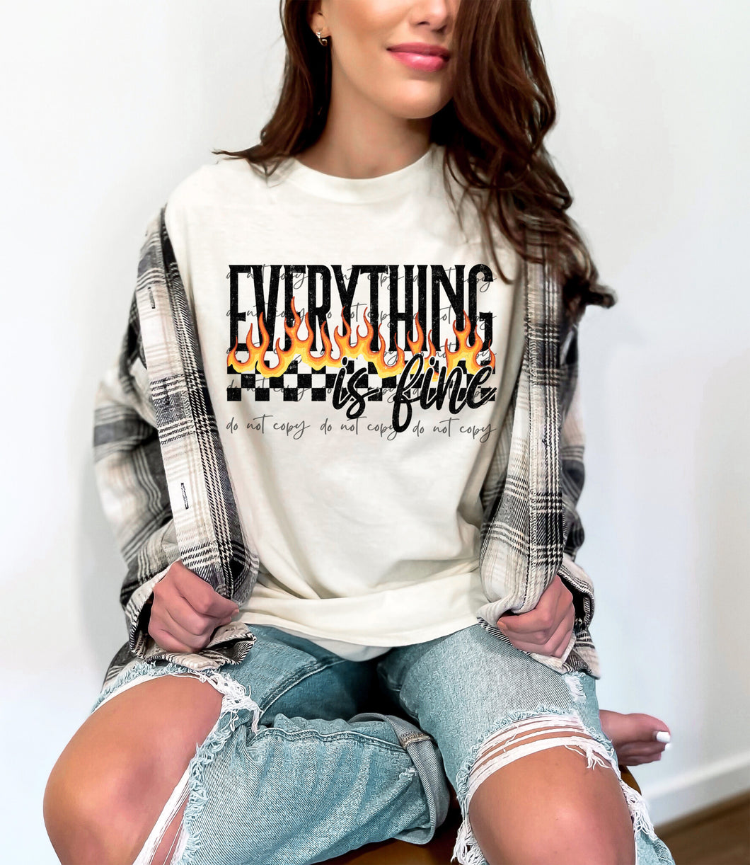 Everything Is Fine Checker Fire Black TRANSFER