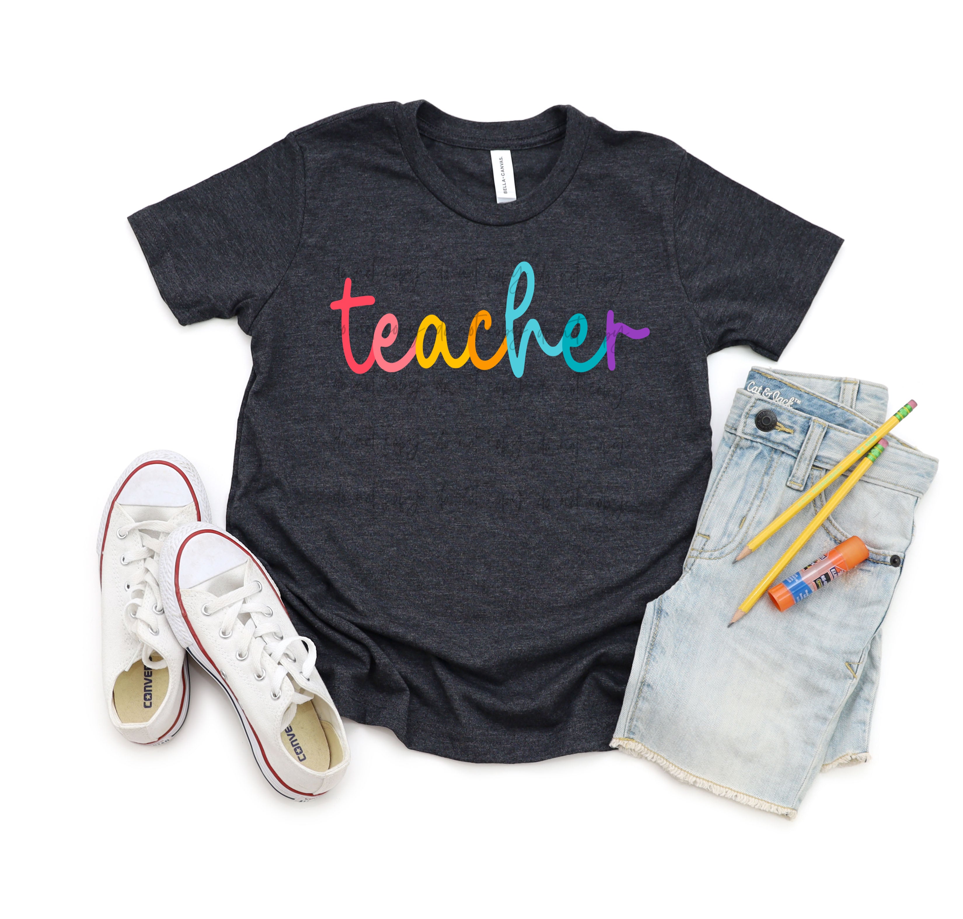 Colorful Cursive Teacher TRANSFER – Sassy Sublimation & Screen Prints