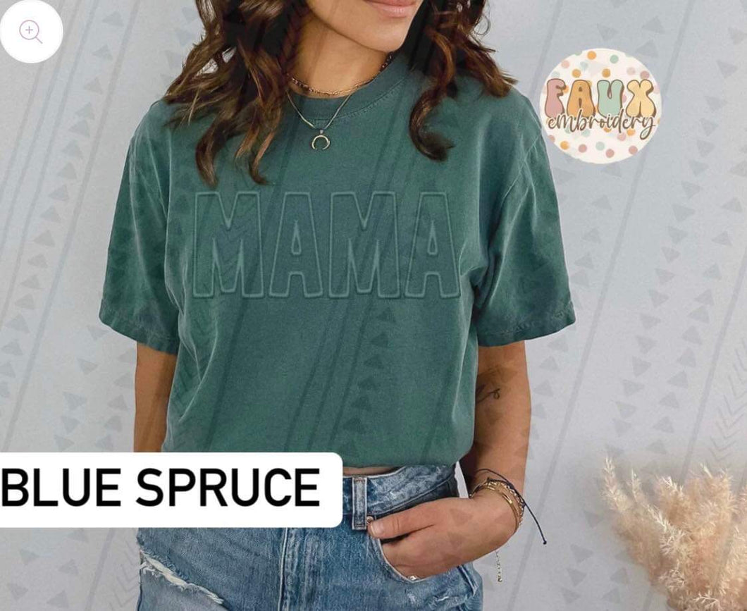 Blue Spruce Mama Embroidered Look TRANSFER
