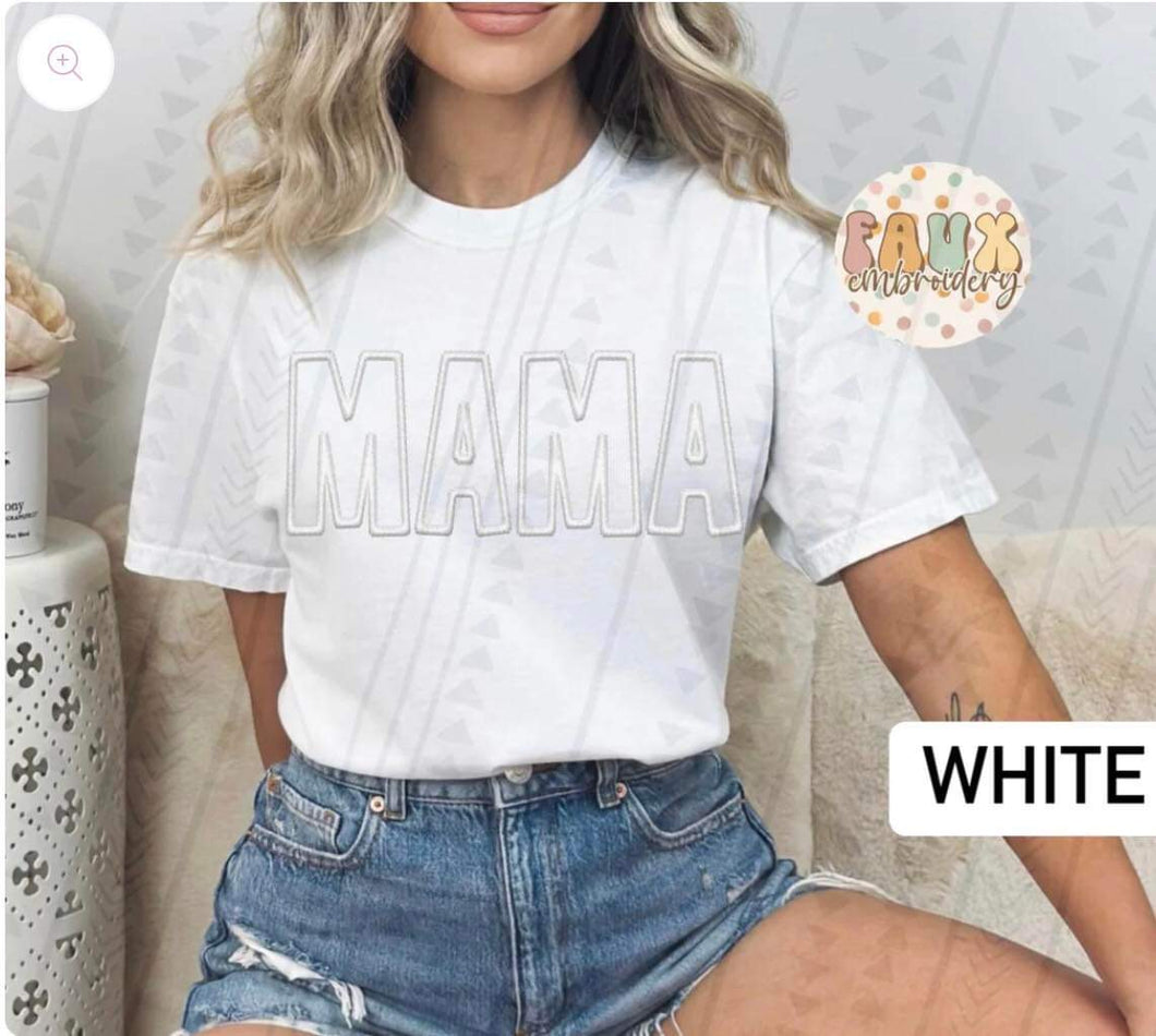 White Mama Embroidered Look TRANSFER