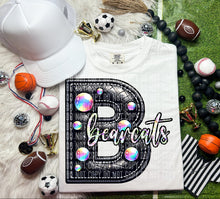 Load image into Gallery viewer, Leather Rhinestone Mascot DROPDOWN TRANSFER CAP
