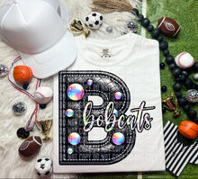Load image into Gallery viewer, Leather Rhinestone Mascot DROPDOWN TRANSFER CAP
