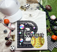 Load image into Gallery viewer, Faux Leather Rhinestone Softball Mascots DROPDOWN TRANSFER CAP
