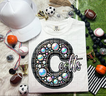 Load image into Gallery viewer, Leather Rhinestone Mascot DROPDOWN TRANSFER CAP
