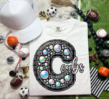 Load image into Gallery viewer, Leather Rhinestone Mascot DROPDOWN TRANSFER CAP
