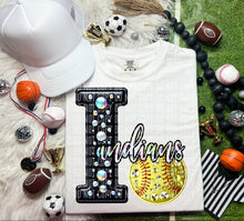 Load image into Gallery viewer, Faux Leather Rhinestone Softball Mascots DROPDOWN TRANSFER CAP
