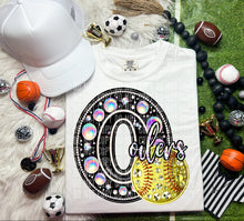 Load image into Gallery viewer, Faux Leather Rhinestone Softball Mascots DROPDOWN TRANSFER CAP
