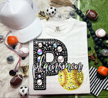 Load image into Gallery viewer, Faux Leather Rhinestone Softball Mascots DROPDOWN TRANSFER CAP
