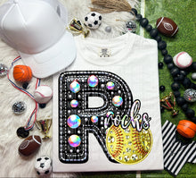 Load image into Gallery viewer, Faux Leather Rhinestone Softball Mascots DROPDOWN TRANSFER CAP
