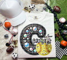 Load image into Gallery viewer, Faux Leather Rhinestone Softball Mascots DROPDOWN TRANSFER CAP
