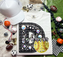 Load image into Gallery viewer, Faux Leather Rhinestone Softball Mascots DROPDOWN TRANSFER CAP
