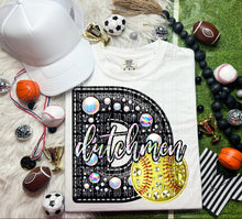 Load image into Gallery viewer, Faux Leather Rhinestone Softball Mascots DROPDOWN TRANSFER CAP
