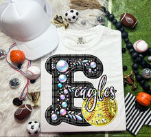 Load image into Gallery viewer, Faux Leather Rhinestone Softball Mascots DROPDOWN TRANSFER CAP
