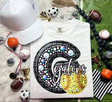 Load image into Gallery viewer, Faux Leather Rhinestone Softball Mascots DROPDOWN TRANSFER CAP
