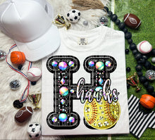 Load image into Gallery viewer, Faux Leather Rhinestone Softball Mascots DROPDOWN TRANSFER CAP
