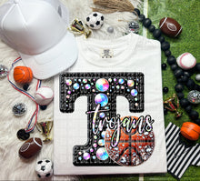 Load image into Gallery viewer, Faux Leather Rhinestone Basketball Mascots DROPDOWN TRANSFER CAP
