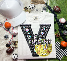 Load image into Gallery viewer, Faux Leather Rhinestone Softball Mascots DROPDOWN TRANSFER CAP
