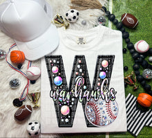 Load image into Gallery viewer, Faux Leather Rhinestone Baseball Mascots DROPDOWN TRANSFER CAP
