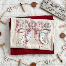 Load image into Gallery viewer, Mama or Mini Baseball Watercolor Bow DROPDOWN TRANSFER HMWK APR 26
