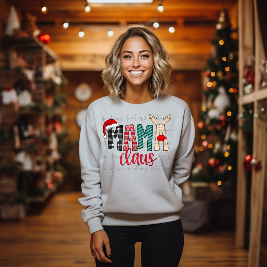 Mama (Pick Your Name) Claus Christmas Doodle Customized TRANSFER