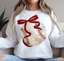 Load image into Gallery viewer, Glitter Baseball Bow Dropdown TRANSFER PARJO FEB 25
